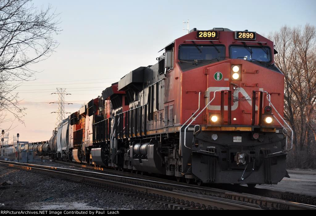 Eastbound manifest exits the yard